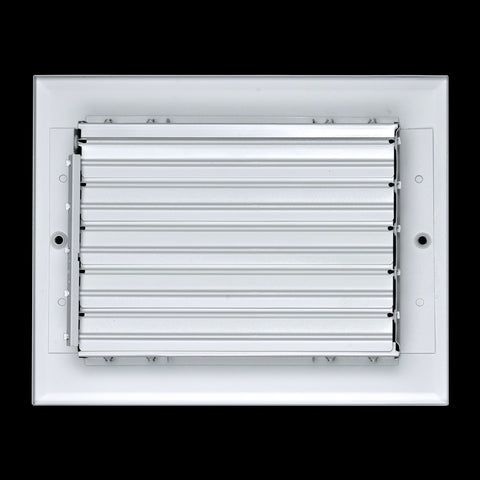 8"x6" 3-Way White Aluminum Adjustable Curved Blade Supply Register, Air Vent Cover with Damper for Sidewall Or Ceiling