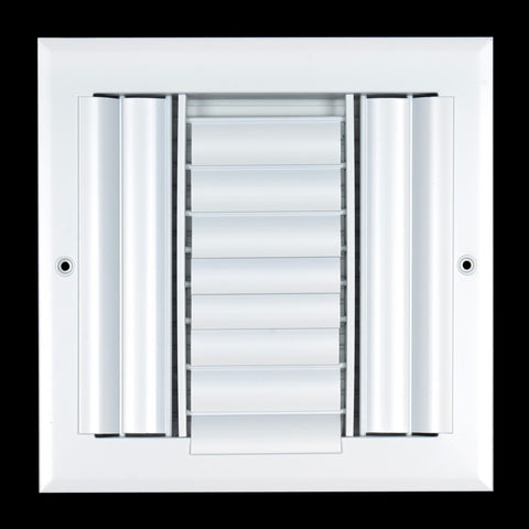 8"x8" 3-Way White Aluminum Adjustable Curved Blade Supply Register, Air Vent Cover with Damper for Sidewall Or Ceiling