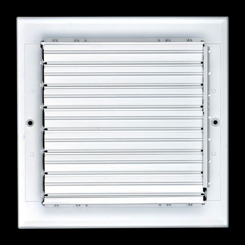 8"x8" 3-Way White Aluminum Adjustable Curved Blade Supply Register, Air Vent Cover with Damper for Sidewall Or Ceiling