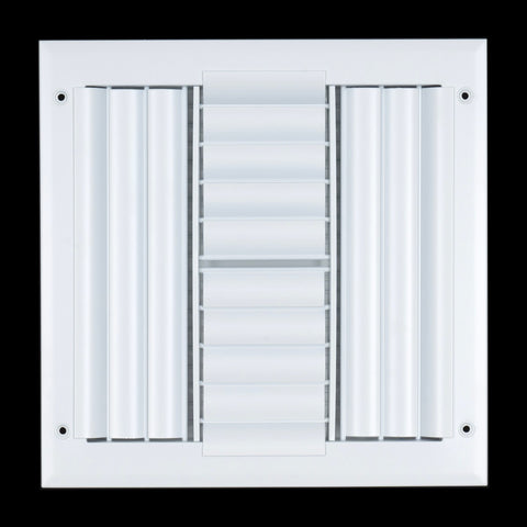 10"x10" 4-Way White Aluminum Adjustable Curved Blade Supply Register, Air Vent Cover with Damper for Sidewall Or Ceiling