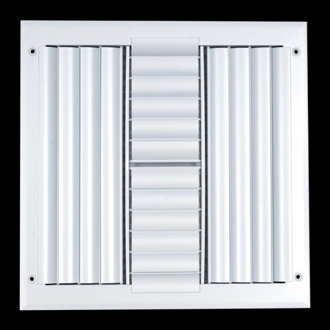 12"x12" 4-Way White Aluminum Adjustable Curved Blade Supply Register, Air Vent Cover with Damper for Sidewall Or Ceiling