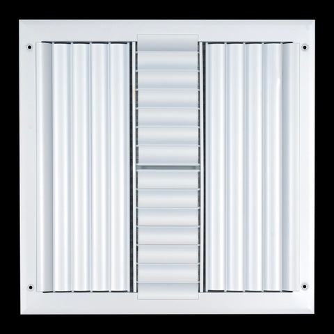 14"x14" 4-Way White Aluminum Adjustable Curved Blade Supply Register, Air Vent Cover with Damper for Sidewall Or Ceiling