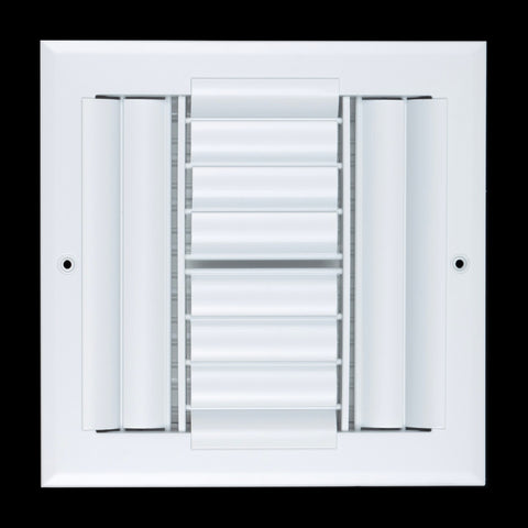8"x8" 4-Way White Aluminum Adjustable Curved Blade Supply Register, Air Vent Cover with Damper for Sidewall Or Ceiling