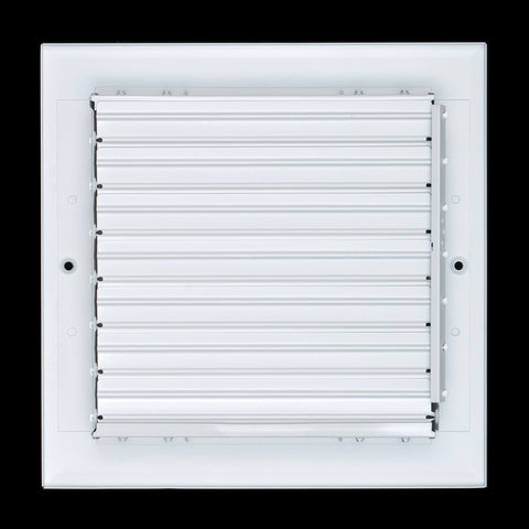 8"x8" 4-Way White Aluminum Adjustable Curved Blade Supply Register, Air Vent Cover with Damper for Sidewall Or Ceiling