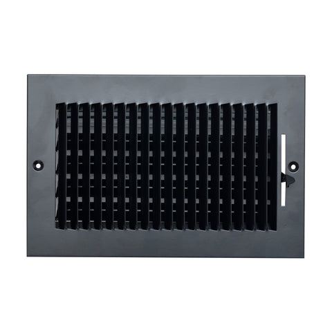 10"x6" 1-Way Black Steel Air Supply Diffuser, Directional Register Vent Cover for Sidewall Or Ceiling
