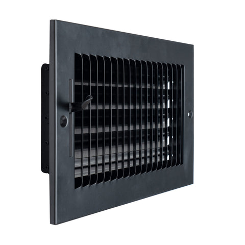 10"x6" 1-Way Black Steel Air Supply Diffuser, Directional Register Vent Cover for Sidewall Or Ceiling