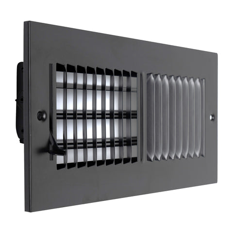 10"x4" 2-Way Black Steel Air Supply Diffuser, Directional Register Vent Cover for Sidewall Or Ceiling