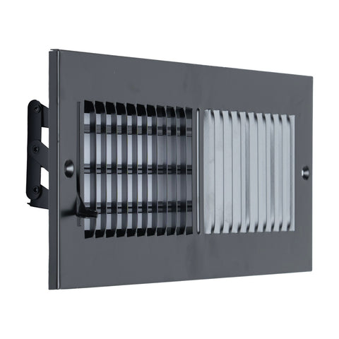 12"x4" 2-Way Black Steel Air Supply Diffuser, Directional Register Vent Cover for Sidewall Or Ceiling