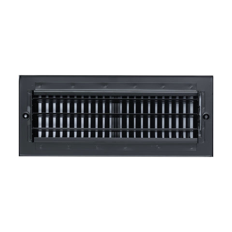 12"x4" 2-Way Black Steel Air Supply Diffuser, Directional Register Vent Cover for Sidewall Or Ceiling