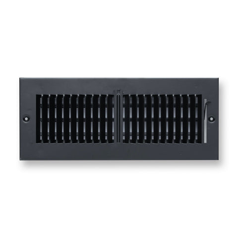 12"x4" 2-Way Black Steel Air Supply Diffuser, Directional Register Vent Cover for Sidewall Or Ceiling