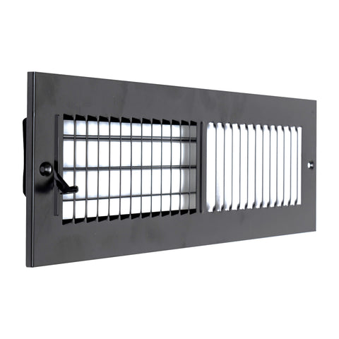 14"x4" 2-Way Black Steel Air Supply Diffuser, Directional Register Vent Cover for Sidewall Or Ceiling