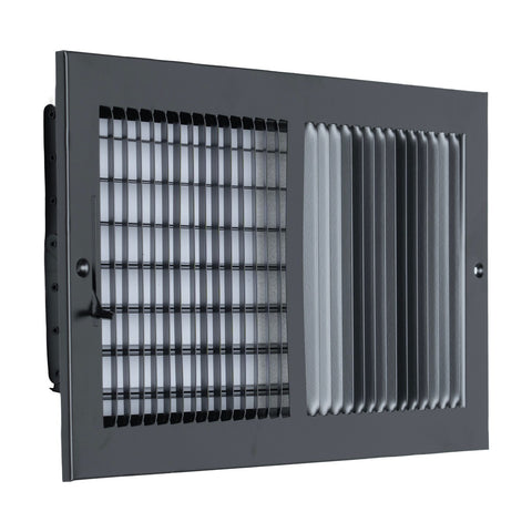16"x8" 2-Way Black Steel Air Supply Diffuser, Directional Register Vent Cover for Sidewall Or Ceiling