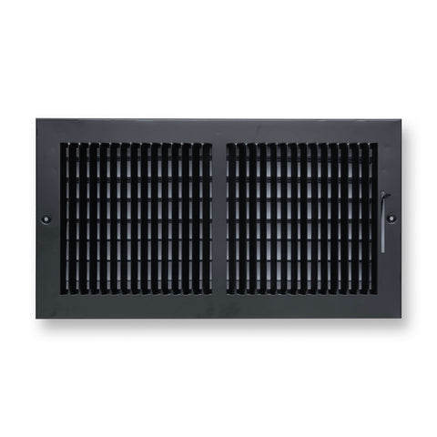 16"x8" 2-Way Black Steel Air Supply Diffuser, Directional Register Vent Cover for Sidewall Or Ceiling