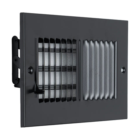 8"x4" 2-Way Black Steel Air Supply Diffuser, Directional Register Vent Cover for Sidewall Or Ceiling