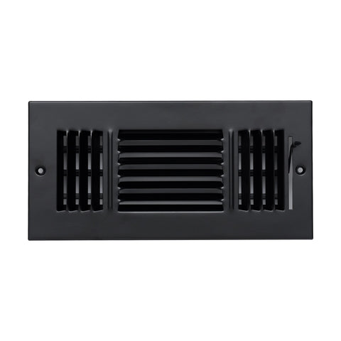 10"x4" 3-Way Black Steel Air Supply Diffuser, Directional Register Vent Cover for Sidewall Or Ceiling