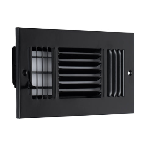 10"x4" 3-Way Black Steel Air Supply Diffuser, Directional Register Vent Cover for Sidewall Or Ceiling
