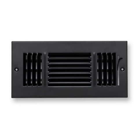 10"x4" 3-Way Black Steel Air Supply Diffuser, Directional Register Vent Cover for Sidewall Or Ceiling