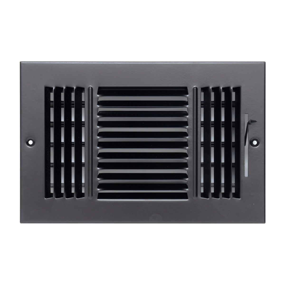 10"x6" 3-Way Black Steel Air Supply Diffuser, Directional Register Vent Cover for Sidewall Or Ceiling