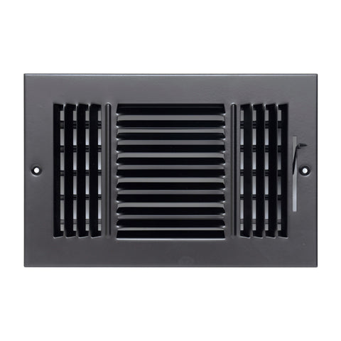 10"x6" 3-Way Black Steel Air Supply Diffuser, Directional Register Vent Cover for Sidewall Or Ceiling