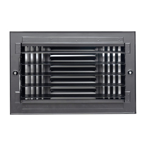 10"x6" 3-Way Black Steel Air Supply Diffuser, Directional Register Vent Cover for Sidewall Or Ceiling