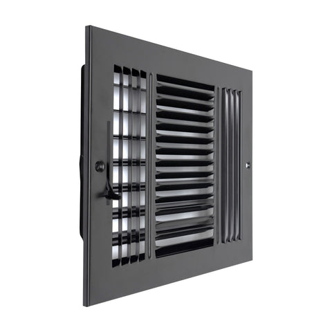 10"x8" 3-Way Black Steel Air Supply Diffuser, Directional Register Vent Cover for Sidewall Or Ceiling
