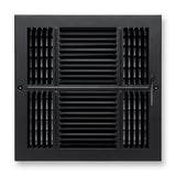 12"x12" 3-Way Black Steel Air Supply Diffuser, Directional Register Vent Cover for Sidewall Or Ceiling