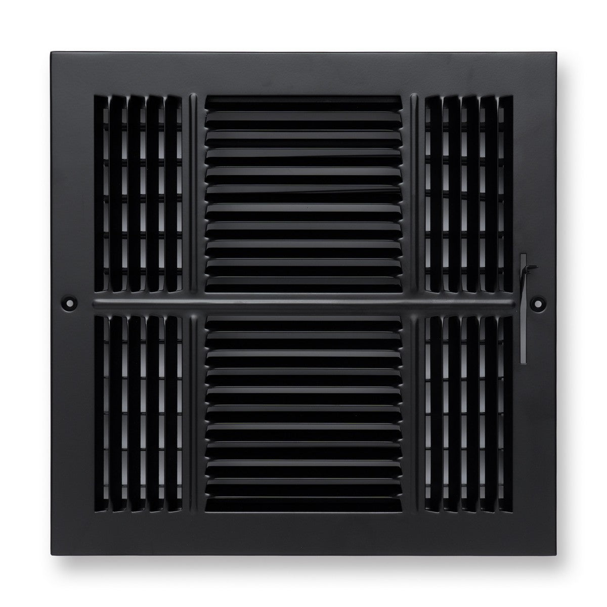 12"x12" 3-Way Black Steel Air Supply Diffuser, Directional Register Vent Cover for Sidewall Or Ceiling