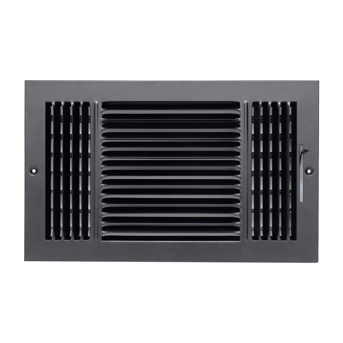 14"x8" 3-Way Black Steel Air Supply Diffuser, Directional Register Vent Cover for Sidewall Or Ceiling