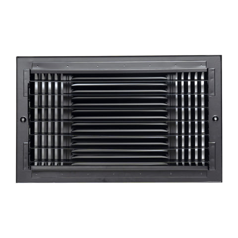 14"x8" 3-Way Black Steel Air Supply Diffuser, Directional Register Vent Cover for Sidewall Or Ceiling