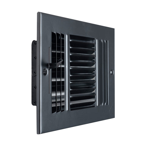 8"x6" 3-Way Black Steel Air Supply Diffuser, Directional Register Vent Cover for Sidewall Or Ceiling