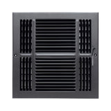12"x12" 4-Way Black Steel Air Supply Diffuser, Directional Register Vent Cover for Sidewall Or Ceiling