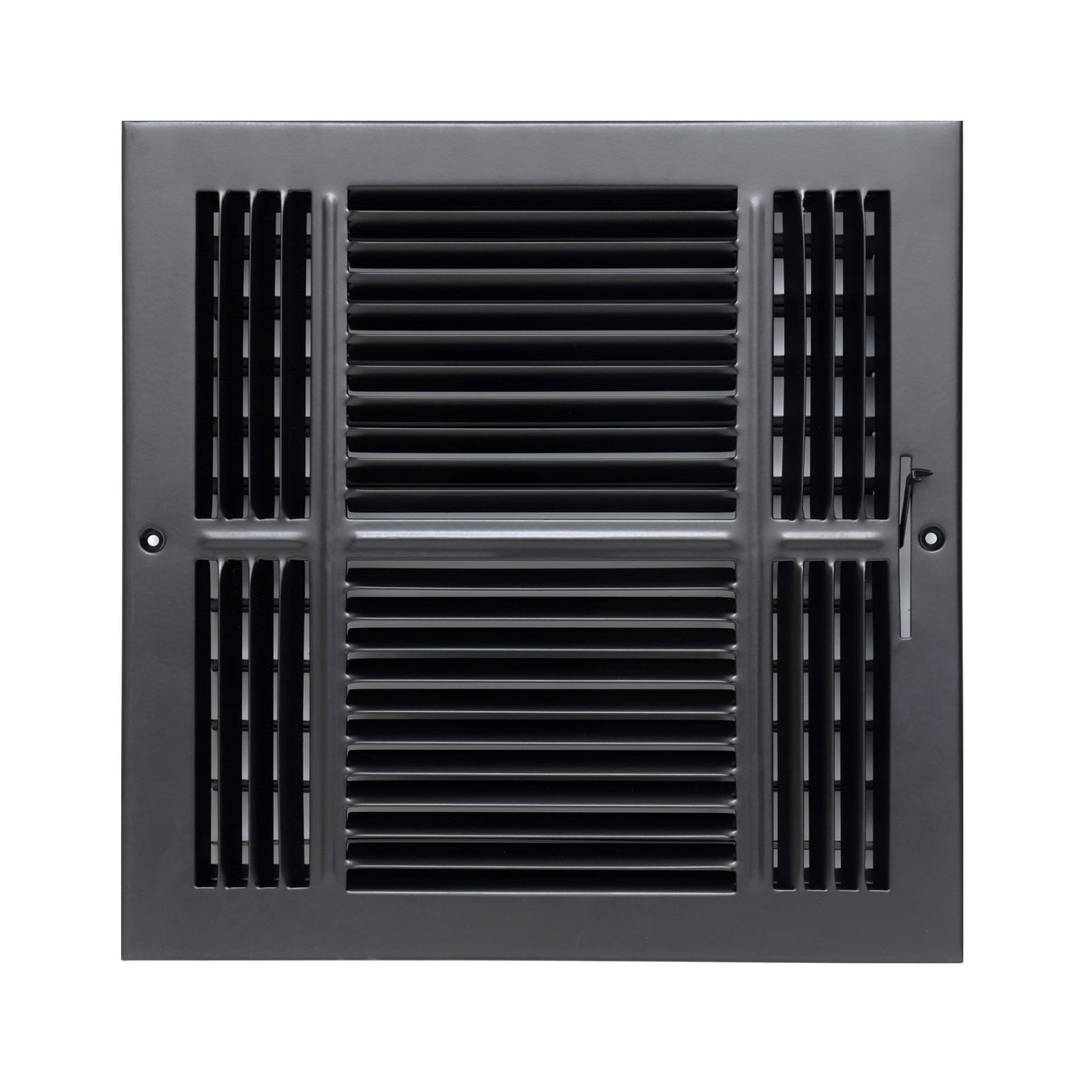 12"x12" 4-Way Black Steel Air Supply Diffuser, Directional Register Vent Cover for Sidewall Or Ceiling