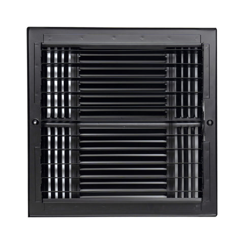 12"x12" 4-Way Black Steel Air Supply Diffuser, Directional Register Vent Cover for Sidewall Or Ceiling