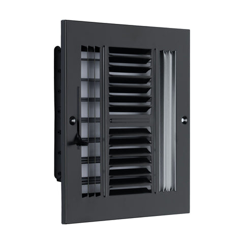 8"x8" 4-Way Black Steel Air Supply Diffuser, Directional Register Vent Cover for Sidewall Or Ceiling