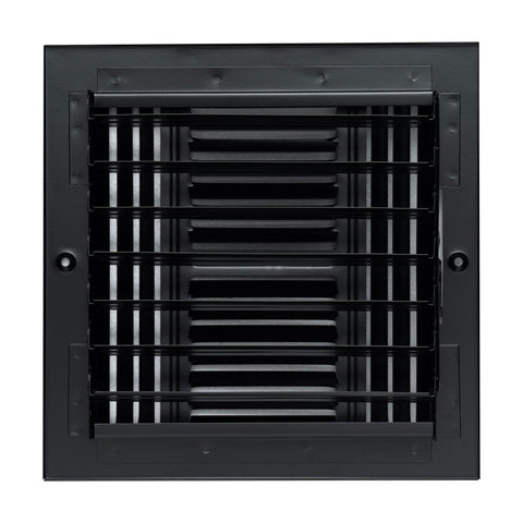 8"x8" 4-Way Black Steel Air Supply Diffuser, Directional Register Vent Cover for Sidewall Or Ceiling