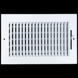10"x6" 1-Way White Steel Air Supply Diffuser, Directional Register Vent Cover for Sidewall Or Ceiling