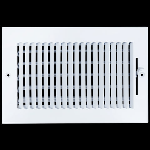 10"x6" 1-Way White Steel Air Supply Diffuser, Directional Register Vent Cover for Sidewall Or Ceiling