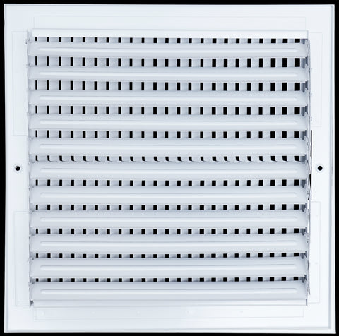 12"x12" 1-Way White Steel Air Supply Diffuser, Directional Register Vent Cover for Sidewall Or Ceiling