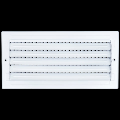 14"x6" 1-Way White Steel Air Supply Diffuser, Directional Register Vent Cover for Sidewall Or Ceiling