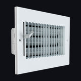 8"x4" 1-Way White Steel Air Supply Diffuser, Directional Register Vent Cover for Sidewall Or Ceiling