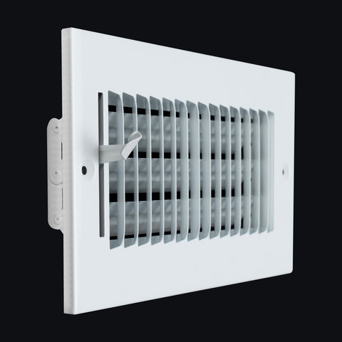 8"x4" 1-Way White Steel Air Supply Diffuser, Directional Register Vent Cover for Sidewall Or Ceiling