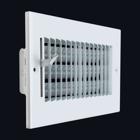 8"x4" 1-Way White Steel Air Supply Diffuser, Directional Register Vent Cover for Sidewall Or Ceiling