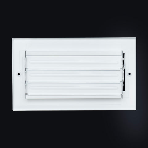 8"x4" 1-Way White Steel Air Supply Diffuser, Directional Register Vent Cover for Sidewall Or Ceiling