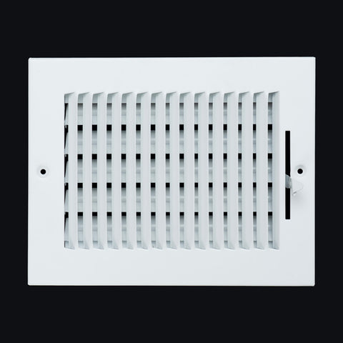 8"x6" 1-Way White Steel Air Supply Diffuser, Directional Register Vent Cover for Sidewall Or Ceiling