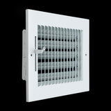 8"x6" 1-Way White Steel Air Supply Diffuser, Directional Register Vent Cover for Sidewall Or Ceiling