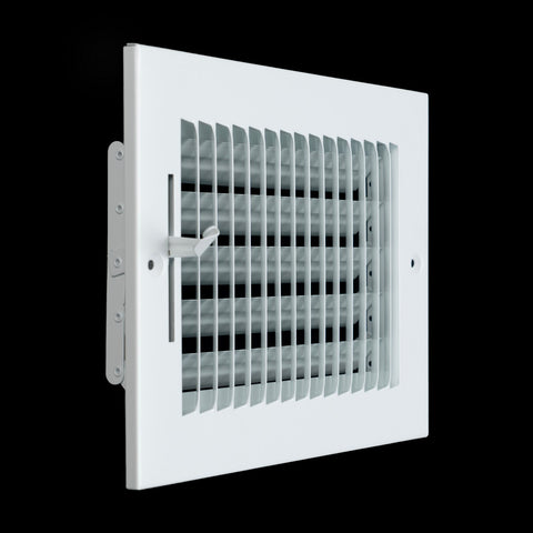 8"x6" 1-Way White Steel Air Supply Diffuser, Directional Register Vent Cover for Sidewall Or Ceiling