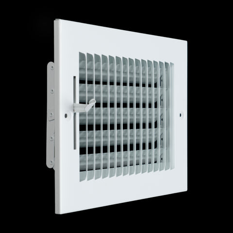 8"x6" 1-Way White Steel Air Supply Diffuser, Directional Register Vent Cover for Sidewall Or Ceiling