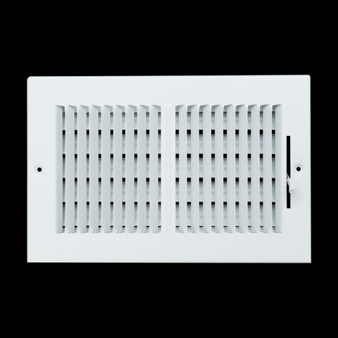10"x6" 2-Way White Steel Air Supply Diffuser, Directional Register Vent Cover for Sidewall Or Ceiling