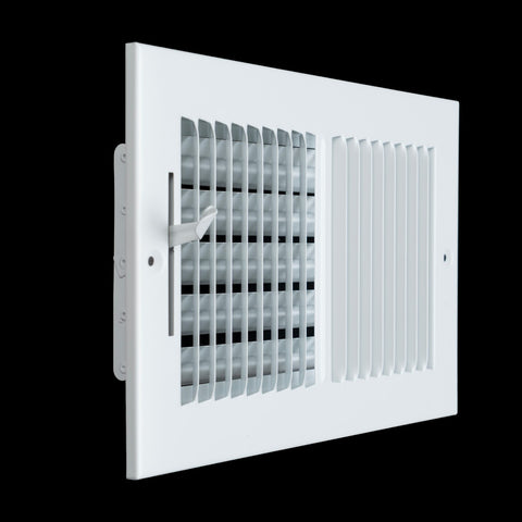 10"x6" 2-Way White Steel Air Supply Diffuser, Directional Register Vent Cover for Sidewall Or Ceiling