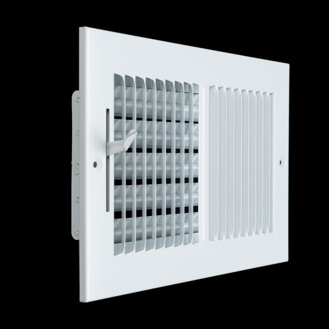 10"x6" 2-Way White Steel Air Supply Diffuser, Directional Register Vent Cover for Sidewall Or Ceiling